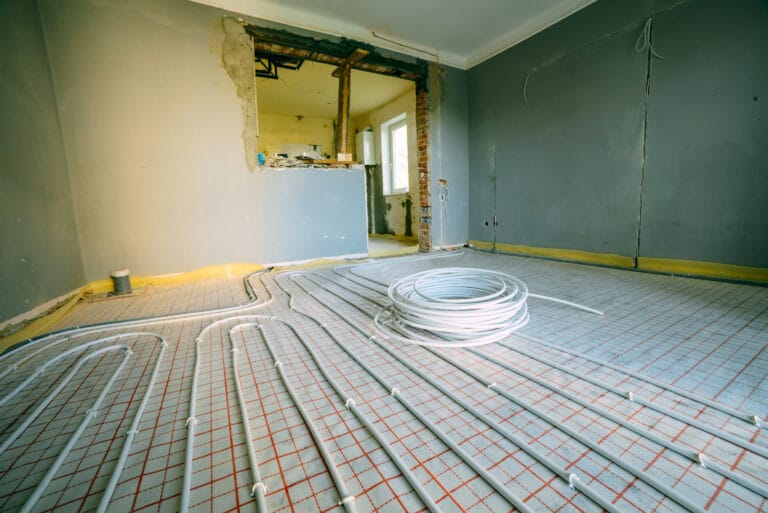 Underfloor heating being installed in a clients house.